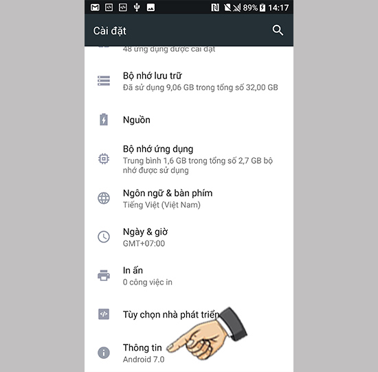 ​Vào thông tin
